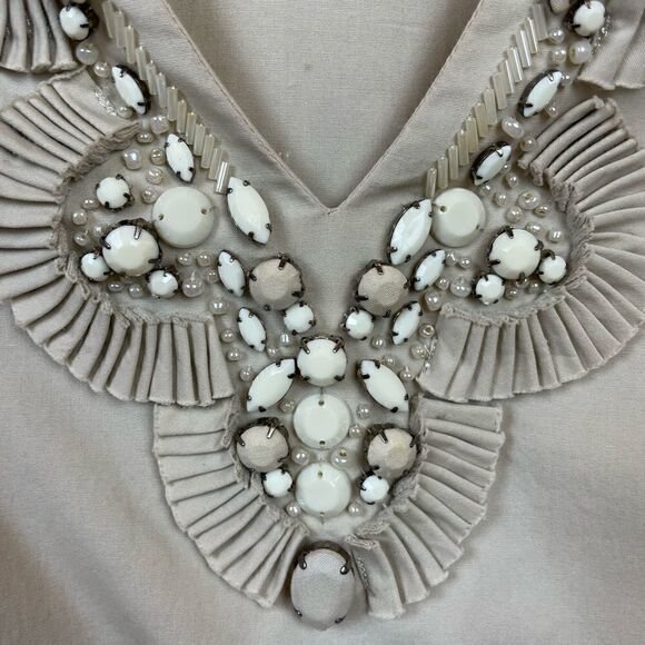 MICHAEL Michael Kors Beaded Tunic in Beige, size S - VGUC - Picture 3 of 12